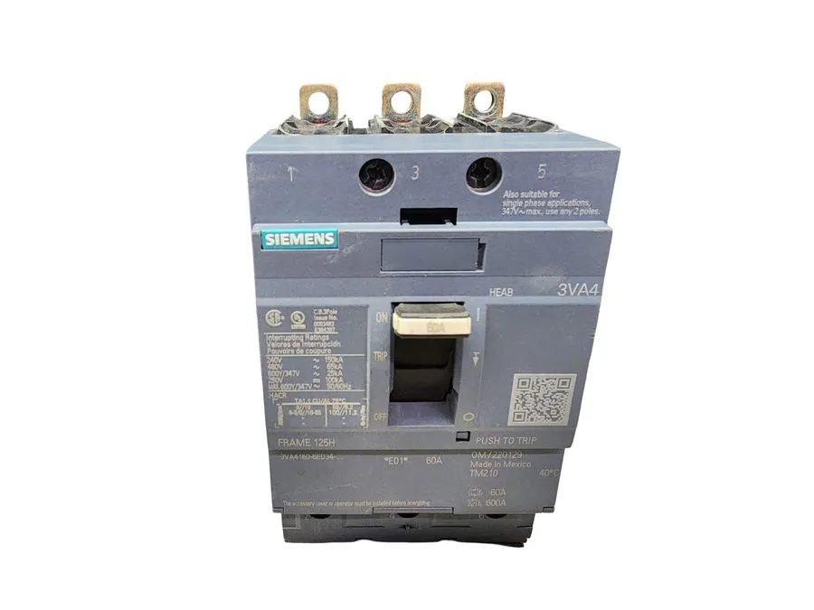 Автоматический выключатель Siemens 3VA4160‑6ED34‑0AA0 Breaker 60A 3‑Pole 600Y/34