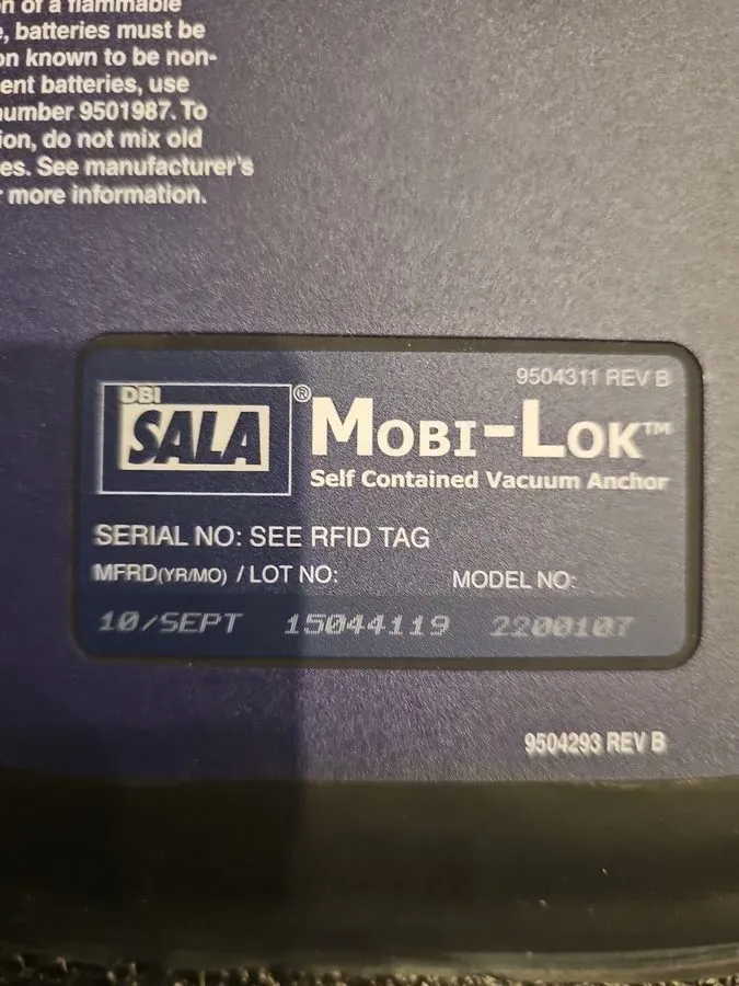 Складское оборудование DBI SALA Mobi-Lok Model 2299107 (Vacuum Anchor) Fall Prot — фото лота 1