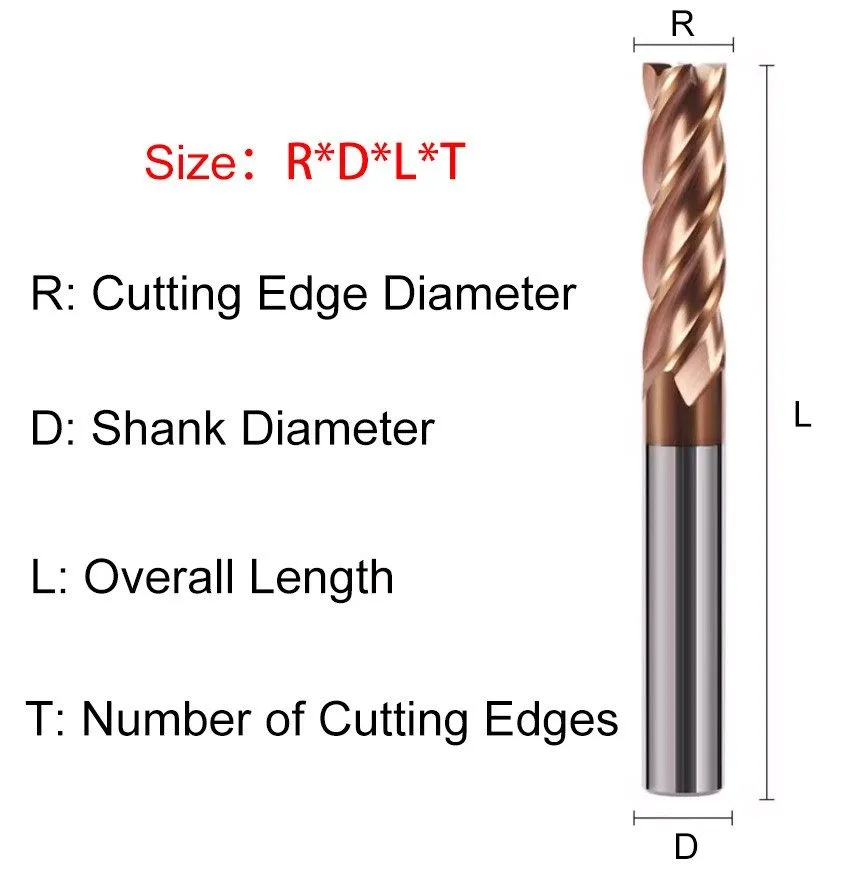 Режущий инструмент 55° 4 Flute Carbide End Mill 1.1/1.2/1.3-11.5mm Small Size