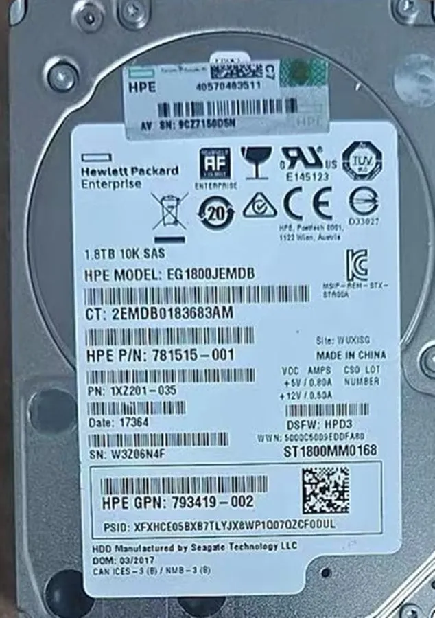 Жёсткий диск HPE J9F49A 787649-001 MSA 1.8TB 12G SAS 10K SFF 2.5IN 512E HDD Hard