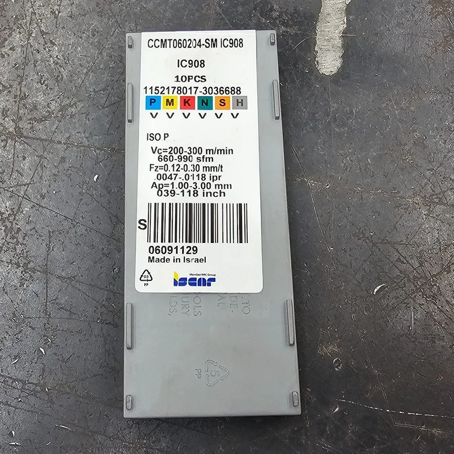 Режущий инструмент Iscar CCMT060204-SM 6091129 IC908 Grade Carbide Insert