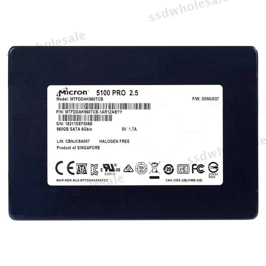 SSD-накопитель Micron 5100 PRO MTFDDAK960TCB-1AR1ZABYY 960GB 2.5" eTLC Mixed Use