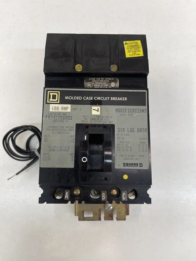 Автоматический выключатель Square D FA341001021 100 Amp 3 Pole 480V Circuit Brea