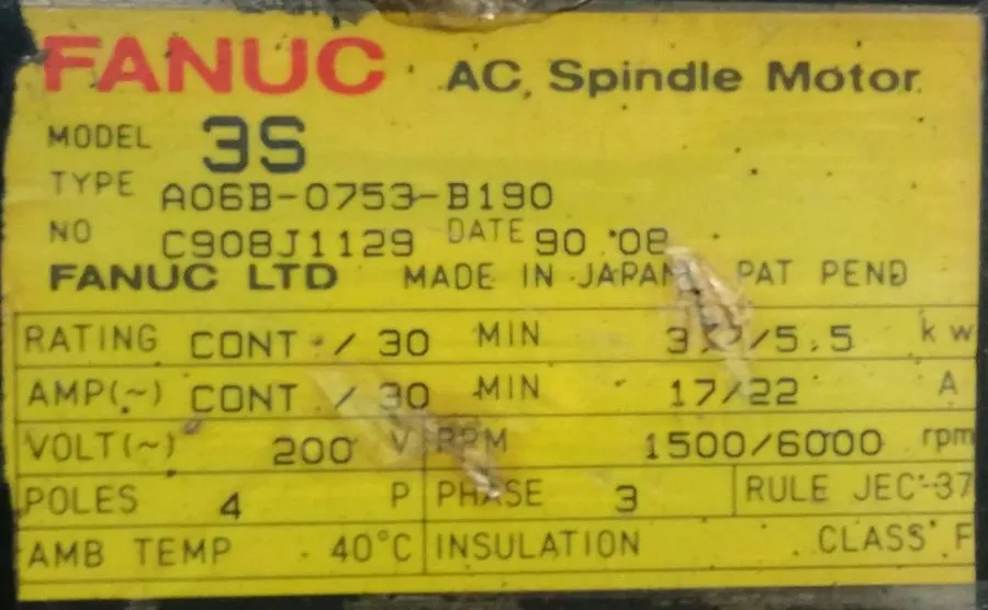Шпиндель Fanuc Spindle Motor Model 3S A06B-0753-B190 #0045