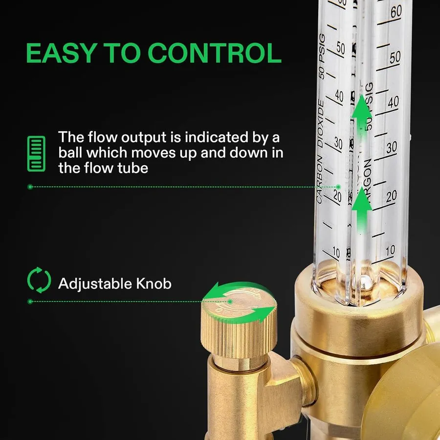 Расходомер Argon/CO2 Mig Tig Flow Meter Gauge Welding Weld, CGA580 Inlet Gas Reg — фото лота 2