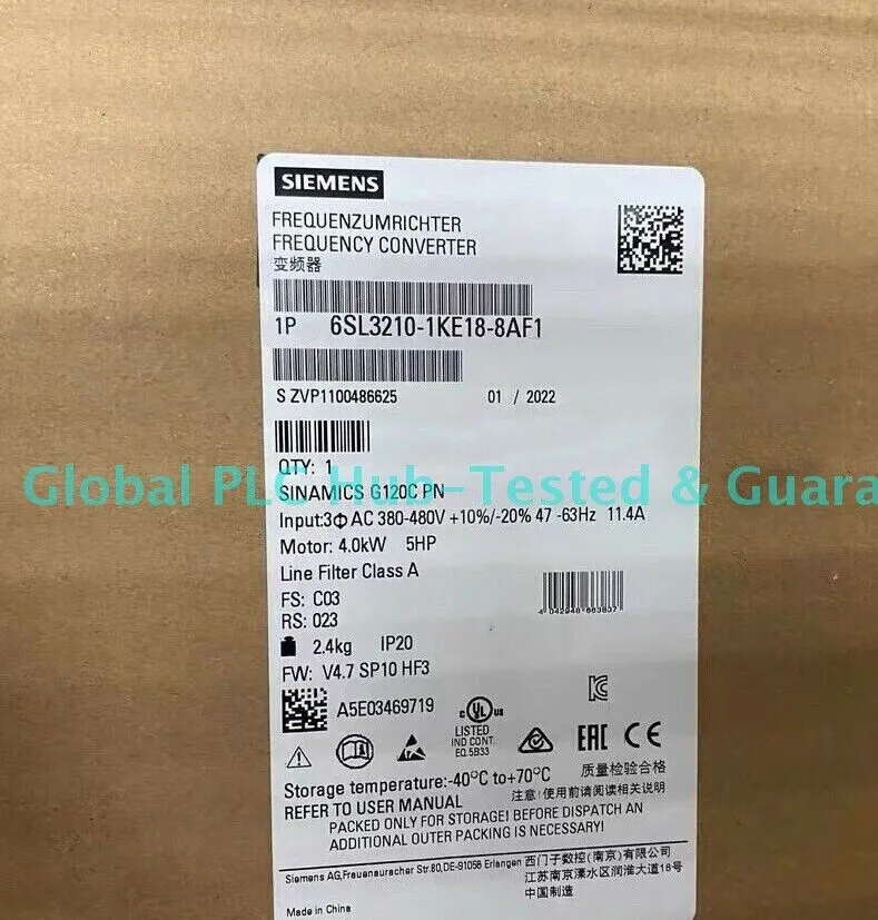 Частотный преобразователь Siemens SINAMICS G120C PN 6SL3210-1KE18-8AF1 5HP 4kW A