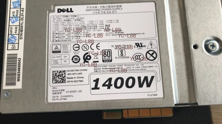Блок питания Dell 2CTMC 1400W Power Supply H1400EF-00 PSU Precision T7820 T7920 