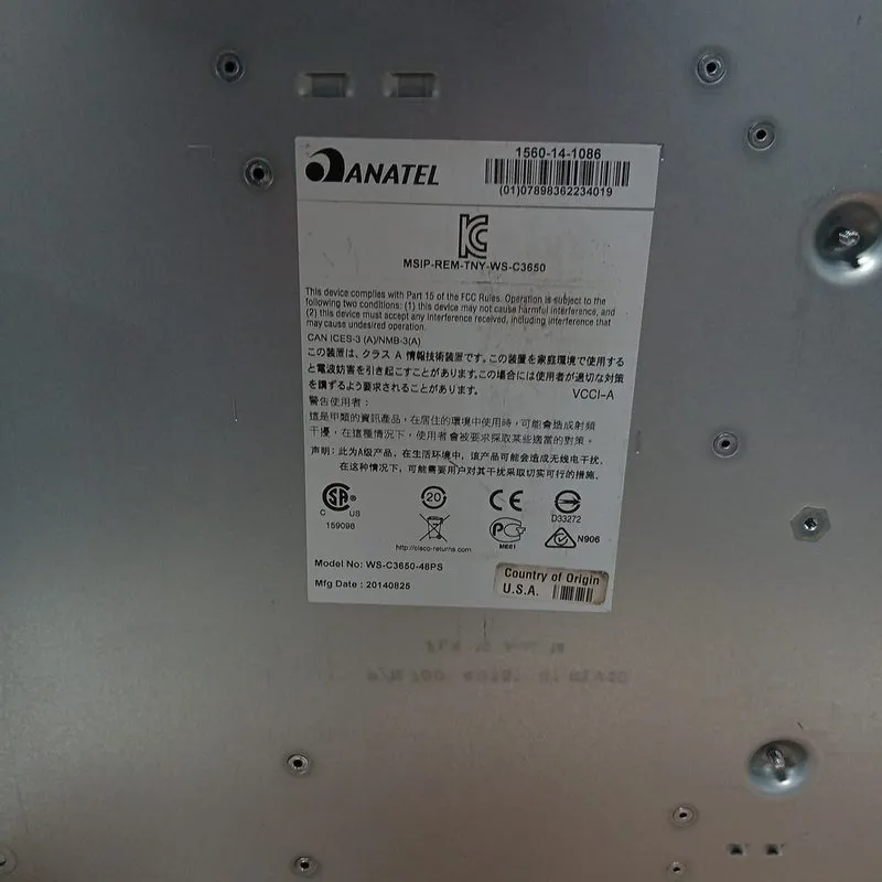 Коммутатор Cisco 3650 Series PoE+ 48 Port Switch, IP Base, WS-C3650-48PS — фото лота 4