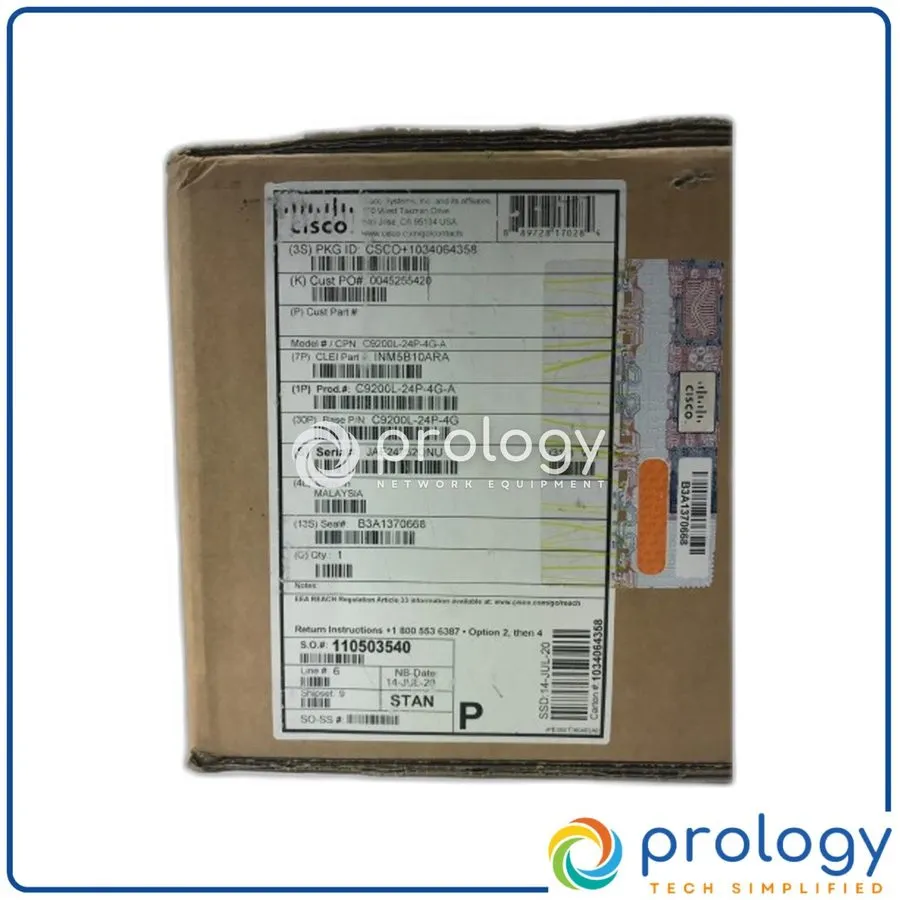 Коммутатор C9200L-24P-4G-A Cisco 9200L 24-port PoE+ 370W, 4 x 1G, Network Advant