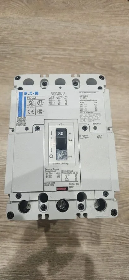 Автоматический выключатель Eaton PDG23M0080TFFL Power Defense Circuit Breaker 80 — фото лота 1