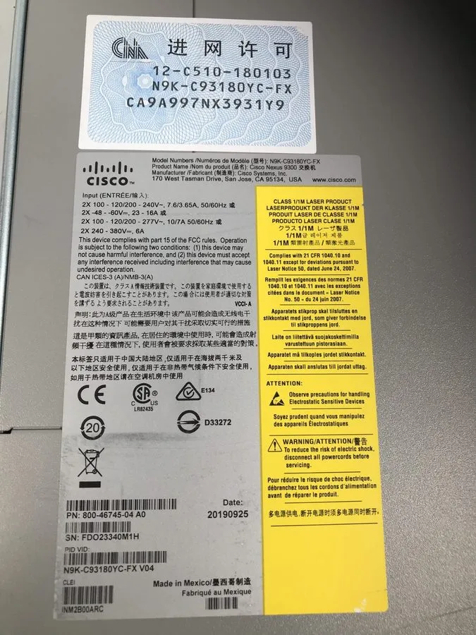Коммутатор Cisco N9K-C93180YC-FX