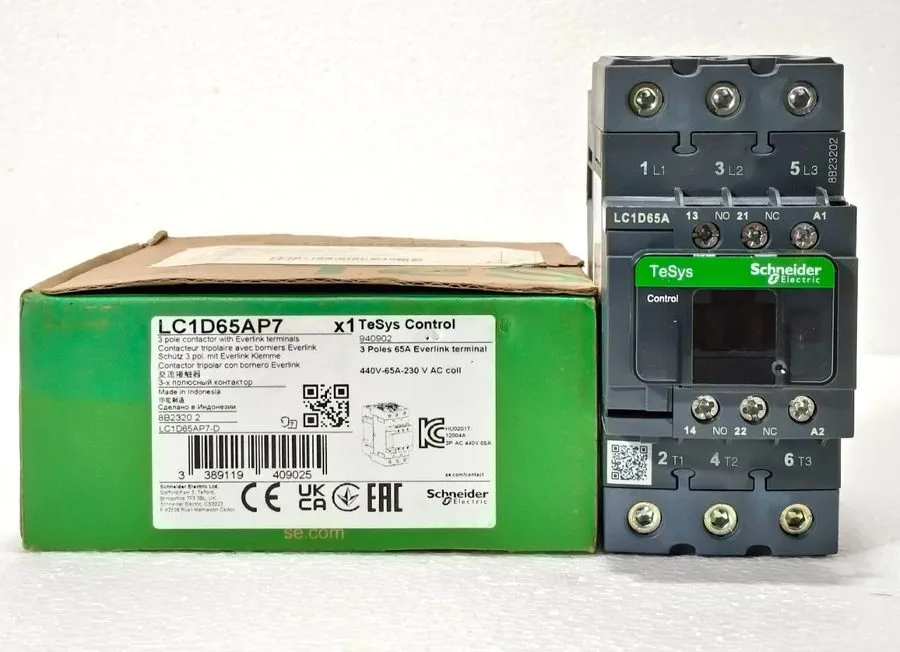 Контактор SCHNEIDER ELECTRIC LC1D65AP7 TESYS D CONTACTOR 3P 65A 230V AC COIL