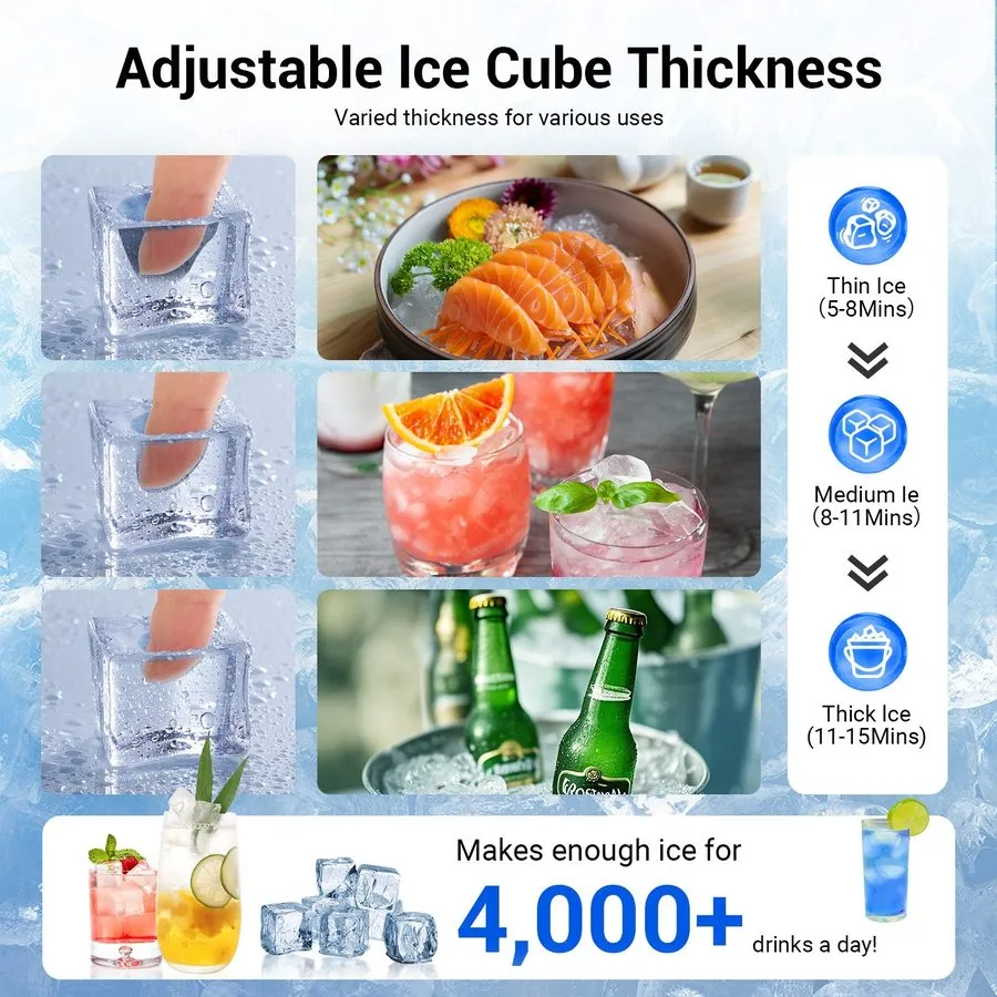 Льдогенератор Commercial Ice Maker Machine 450LBS/24H, Stainless Steel Undercoun — фото лота 2