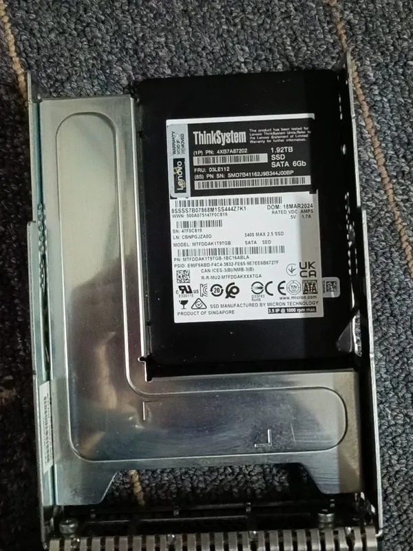 Сервер 4XB7A87202 Lenovo 1.92TB ThinkSystem 03LE112 SATA 6Gb 2.5" in 3.5'' SSD