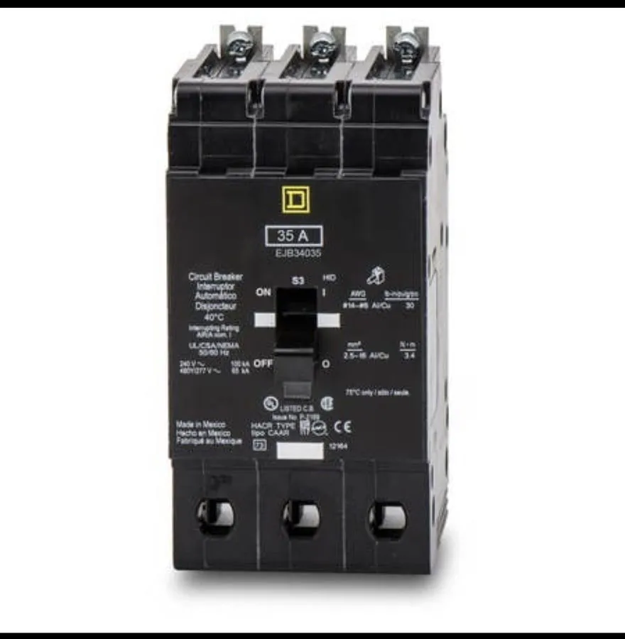 Автоматический выключатель EJB34035 SQUARE D 3 POLE 35 AMP 480V BOLT-ON CIRCUIT 