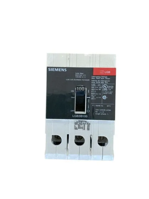 Автоматический выключатель Siemens LGB3B100 100 Amp 3 Pole 65kA@ 480V LGB Bolt o — фото лота 1