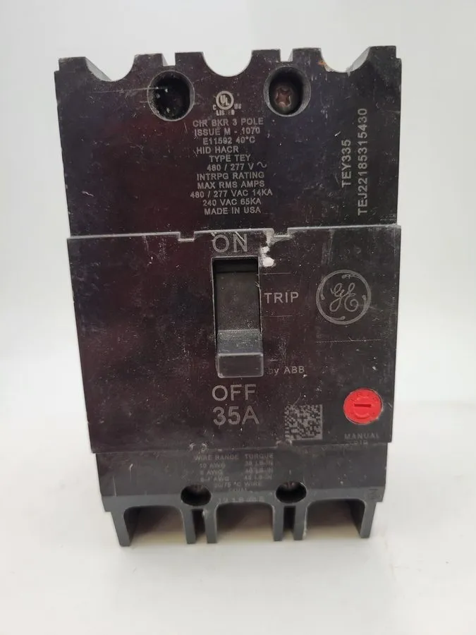 Автоматический выключатель GE TEY335 35A 3-Pole 277/480V AC Molded Case Circuit 