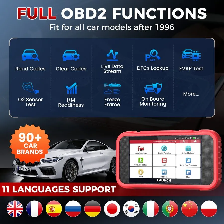 Диагностический сканер LAUNCH X431 CRP123E PLUS Car OBD2 Scanner Code er ALL Sys