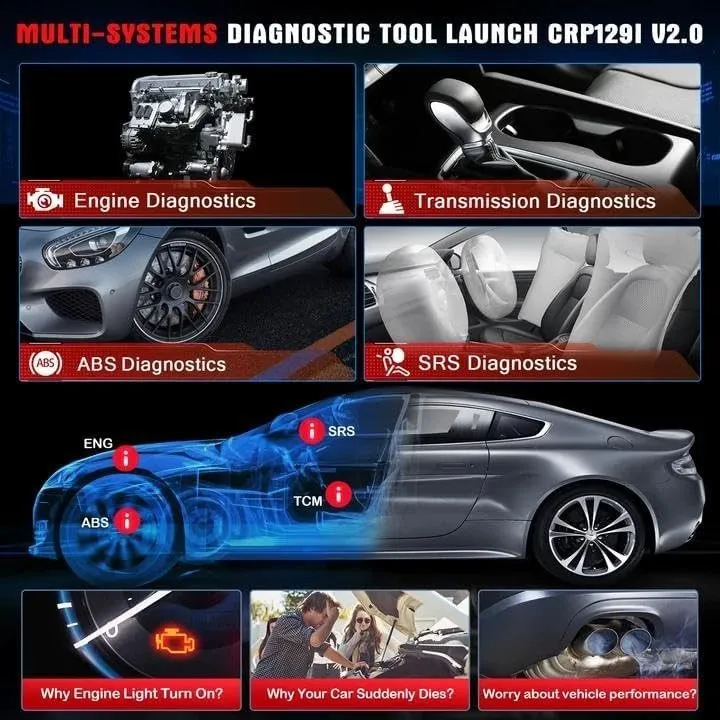 Диагностический сканер LAUNCH CRP129I V2.0 OBD2 Scanner 2026 Lifetime Free Updat