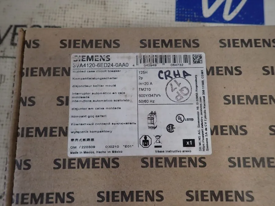 Автоматический выключатель Siemens 3VA4 3VA4120-6ED24-0AA0 2 Pole 20 Amp 600V Ci