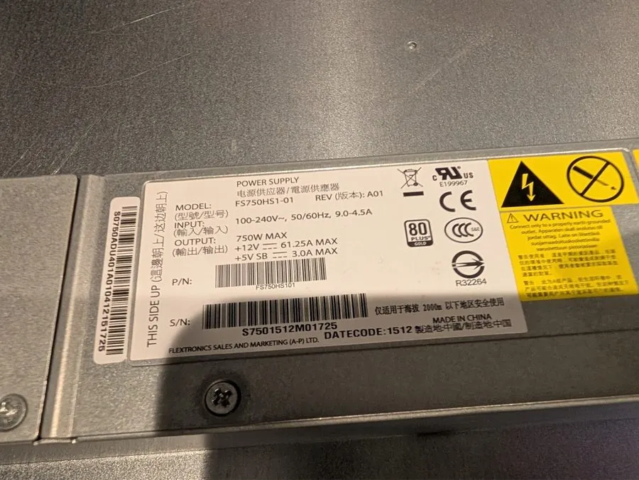 Блок питания Intel FS750HS1-01 750w 80 Plus Power Supply
