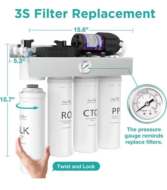 Насос SimPure T1-400ALK Alkaline UV Reverse Osmosis System, NSF/ANSI 58 Certifie — фото лота 2