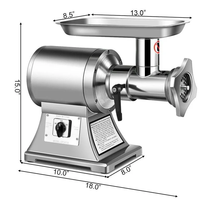 Оборудование для общепита Commercial Meat Grinder,550Lb/H 1100W Heavy Duty Stain