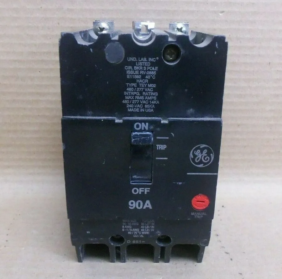 Автоматический выключатель GENERAL ELECTRIC TEY390 TEY 3 POLE 90 AMP 480v CIRCUI