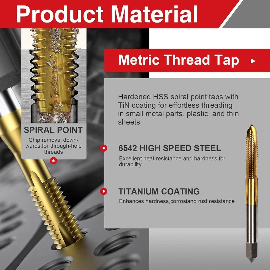 Режущий инструмент M3x0.5 Spiral Point Tap Ti-Coated 2.5mm Drill Bit Roasted Yel — фото лота 1