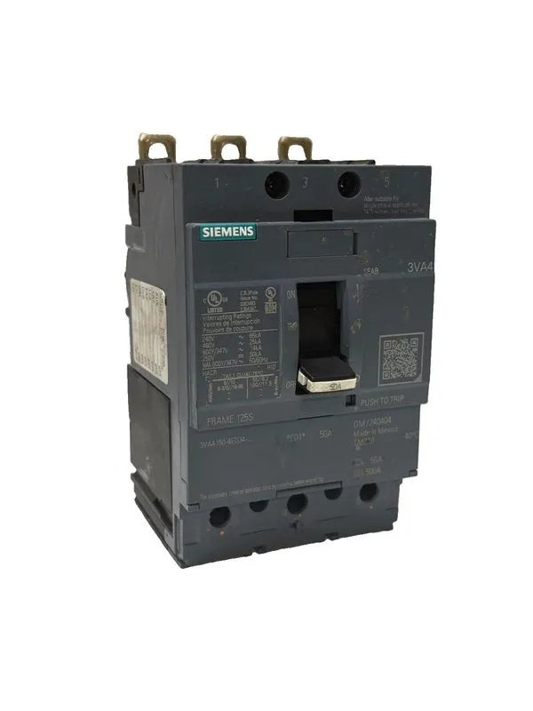 Автоматический выключатель Siemens 3VA4150-4ED34-0AA0 Circuit Breaker 50 Amp 3 P — фото лота 1