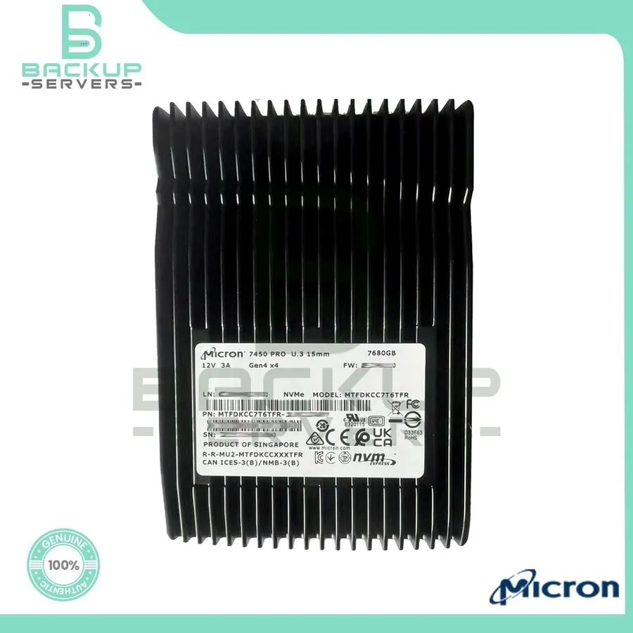 SSD-накопитель Micron 7450 Pro 7.68TB PCIe Gen4 NVMe U.3 2.5" Enterprise SSD MTF