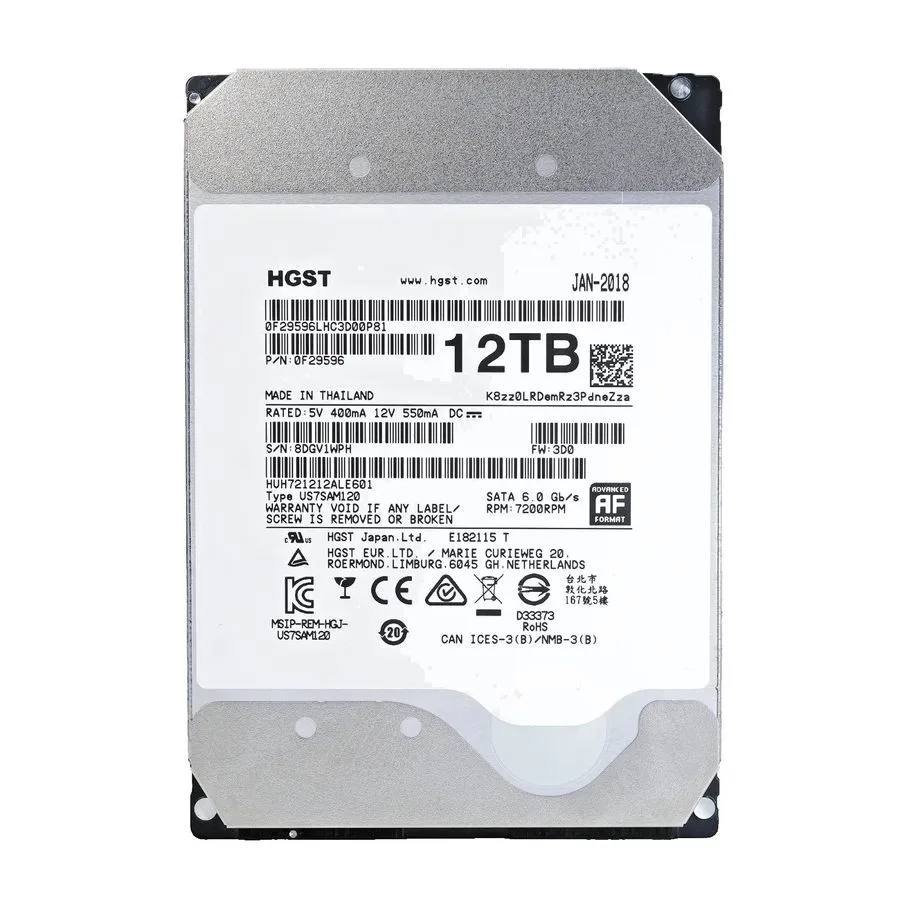 Жёсткий диск HGST Ultrastar He12 12TB 7.2K RPM SATA 6Gb/s 3.5" Hard Drive HUH721 — фото лота 1