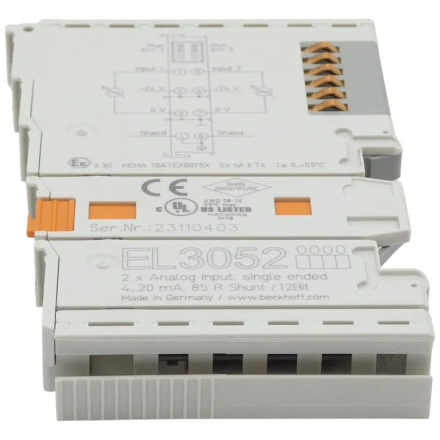 Модуль ввода-вывода EL3052 Beckhoff Ethercat Terminal, 2-Channel, 4-20mA