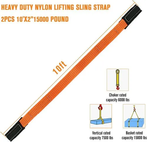 Строп 2" x10FT Heavy Duty Nylon Lifting Sling Strap, 15000lb Capacity Super Stur — фото лота 2