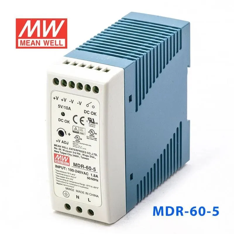 Блок питания Mean Well MDR-60-5 DIN Rail Power Supply 5V 10A 50W 100-240VAC Inpu
