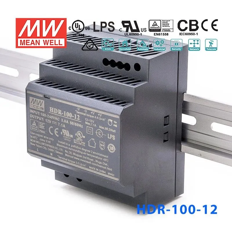 Блок питания Mean Well HDR-100-12 U-Slim Step Shape Power Supply 100W 12V DIN Ra