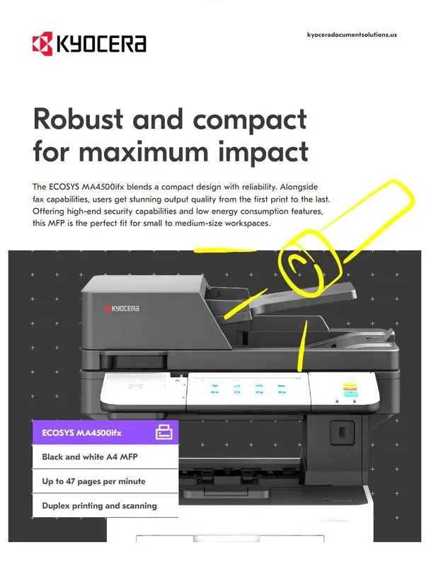 Лазерный принтер Kyocera ECOSYS MA4500IFX Monochrome Multifunction Laser Printer