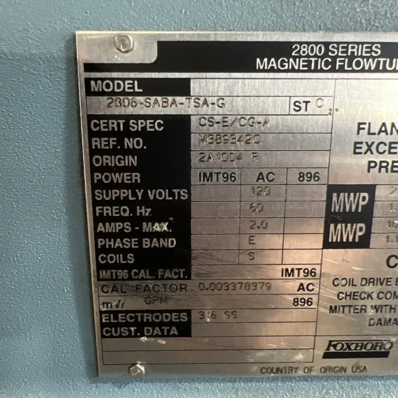 Расходомер Foxboro 2806-SABA-TSA-G 2800 Series Flowtube Magnetic Flow Meter