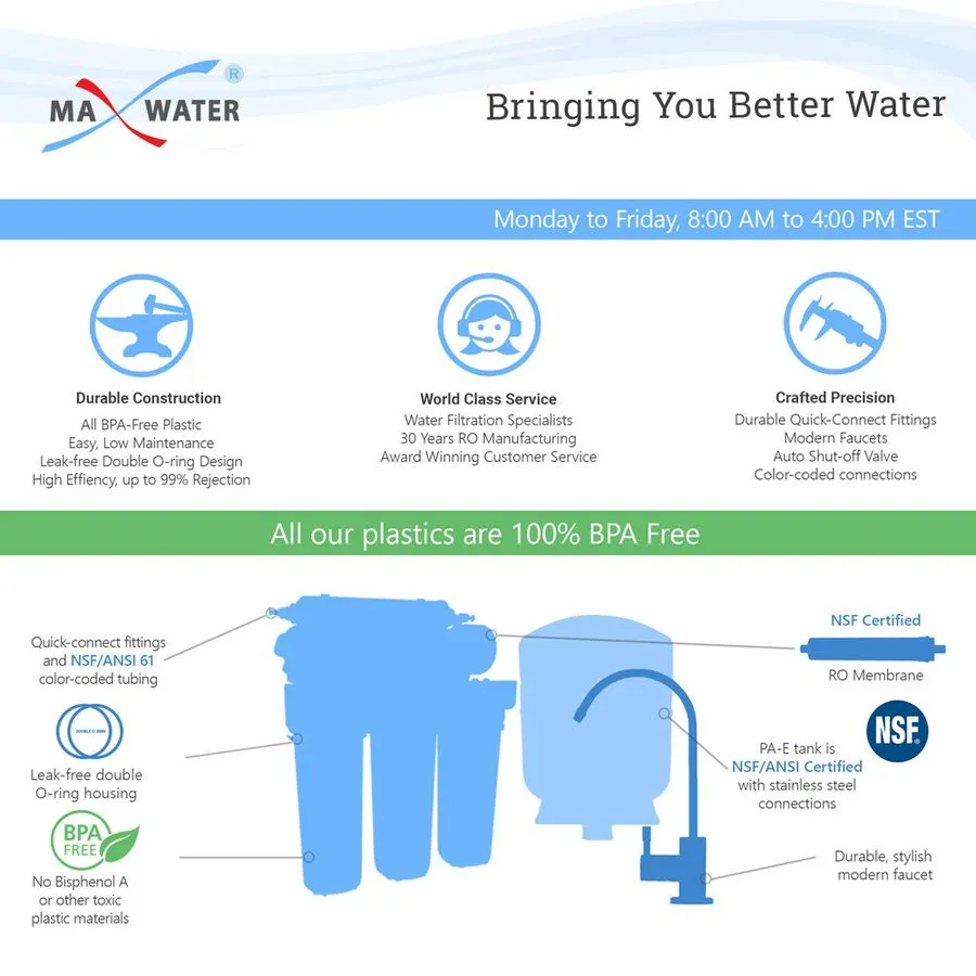 Насос 6 Stage 100GPD Alkaline RO Reverse Osmosis Drinking Water Filter System