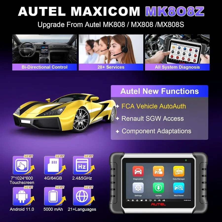 Диагностический сканер AUTEL MK808Z Auto OBD2 Scanner Bidirectional Active Test 