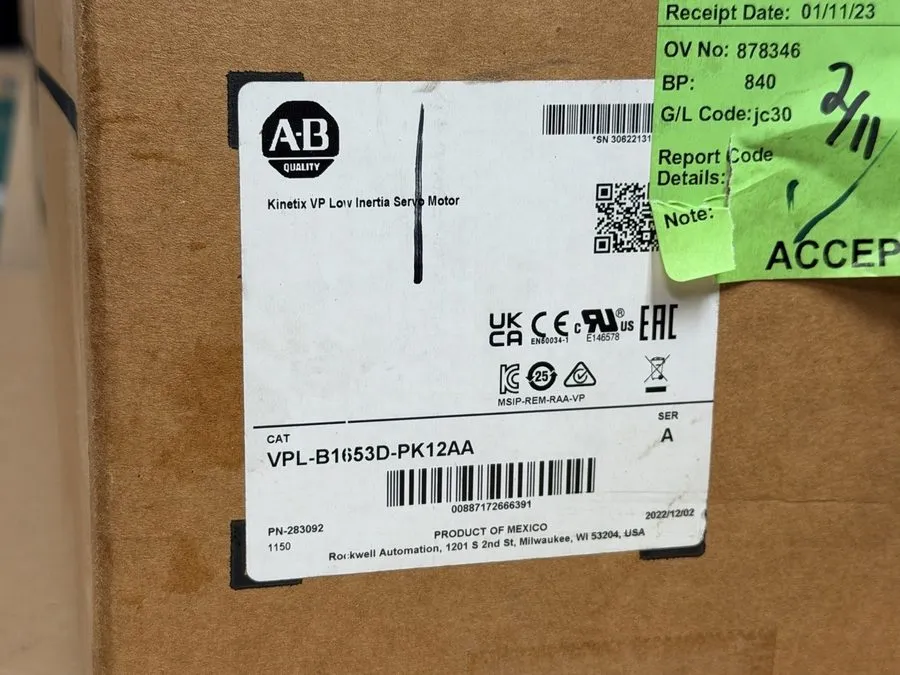 Серводвигатель Allen-Bradley VPL-B1653D-PK12AA Kinetix VP Low Inertia Servo Moto