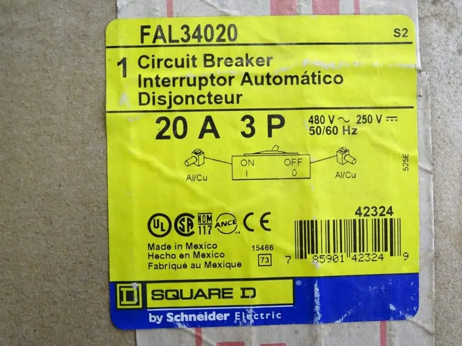 Автоматический выключатель SQUARE D THERMAL MAGNETIC CIRCUIT BREAKER FAL34020 20