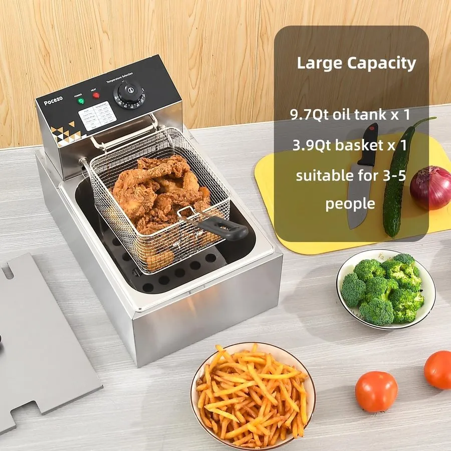 Фритюрница Electric Deep Fryer 10L/10.5QT Stainless Steel Single Tank Commercial — фото лота 2