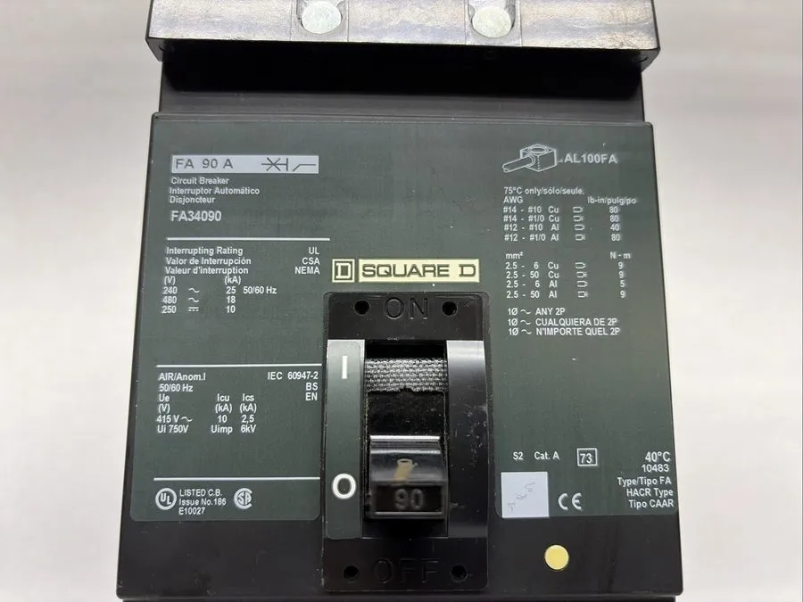 Автоматический выключатель Square D FA34090 I-Line Circuit Breaker 90A 480V 3P F — фото лота 1