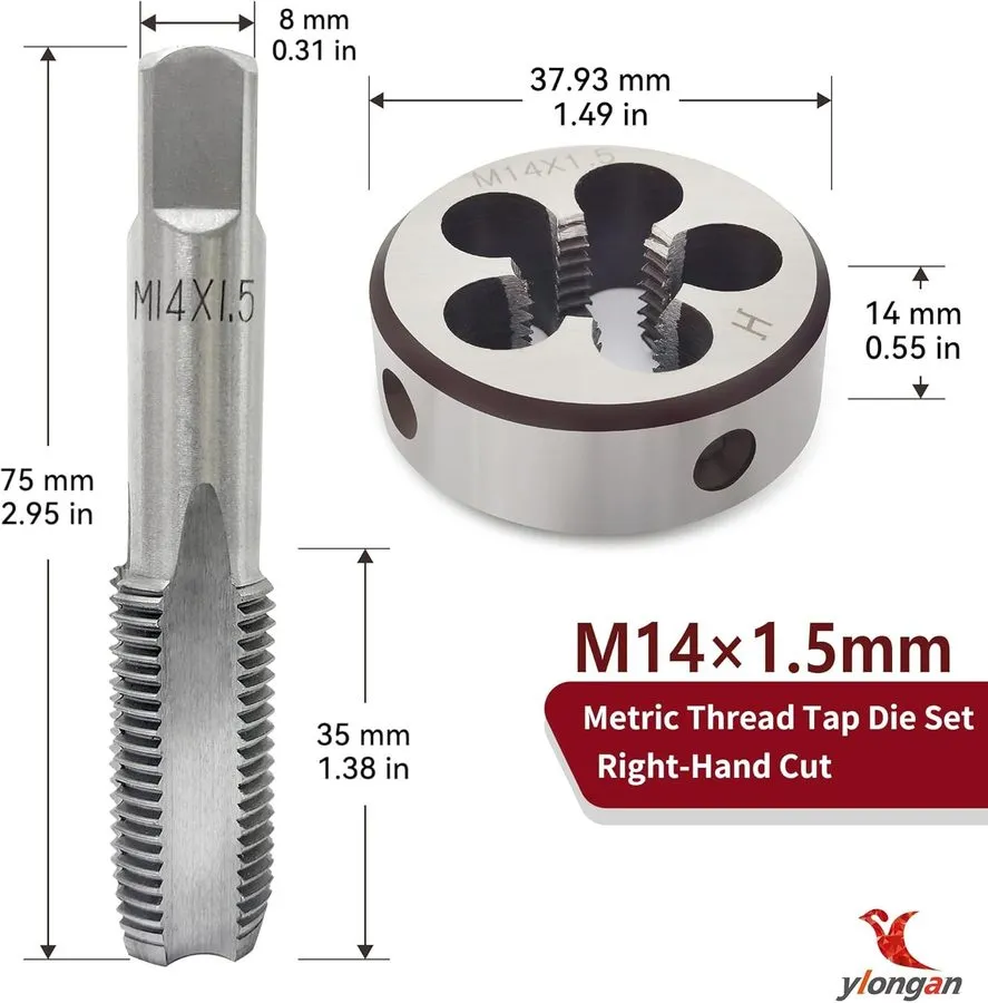 Режущий инструмент M14X1.5 Metric Tap and Die Set Right Hand Thread High Quality