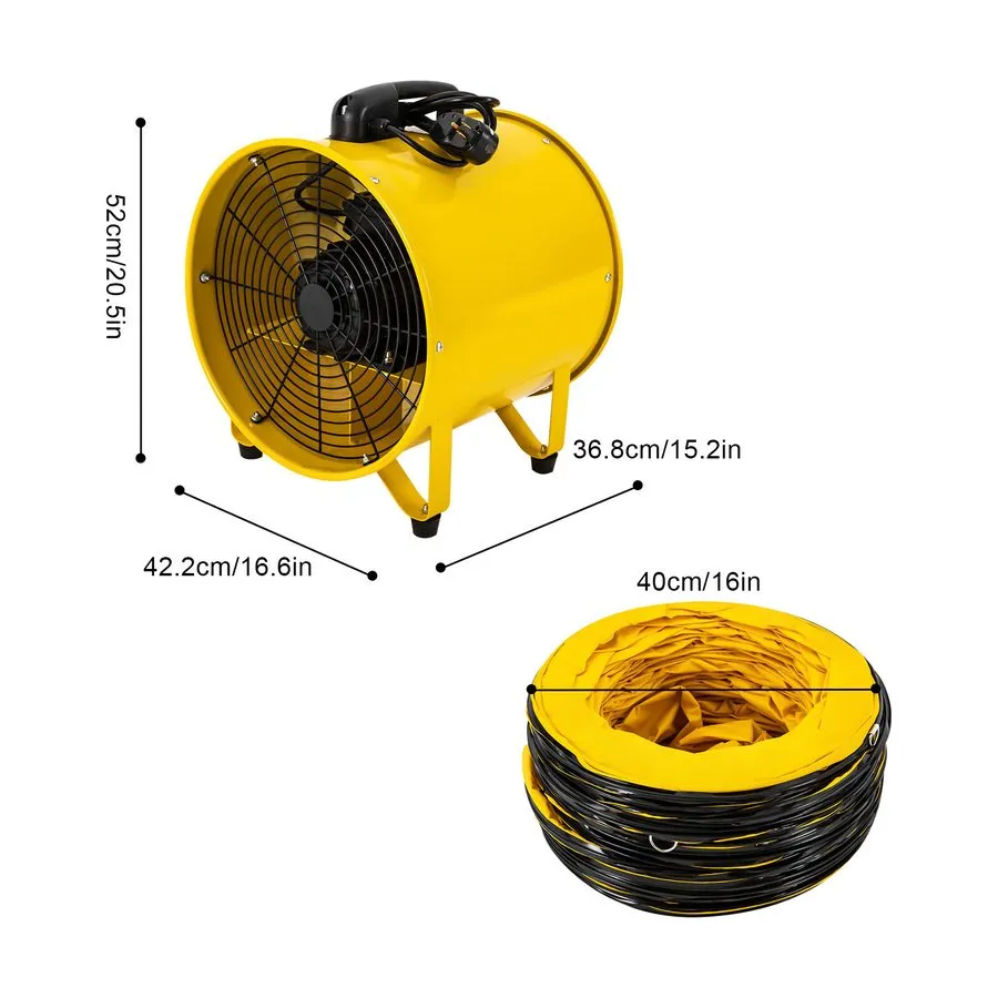 Вентилятор 16"Exhaust Inline Duct Fan Ventilation Fan Blower High Velocity+10m D — фото лота 2