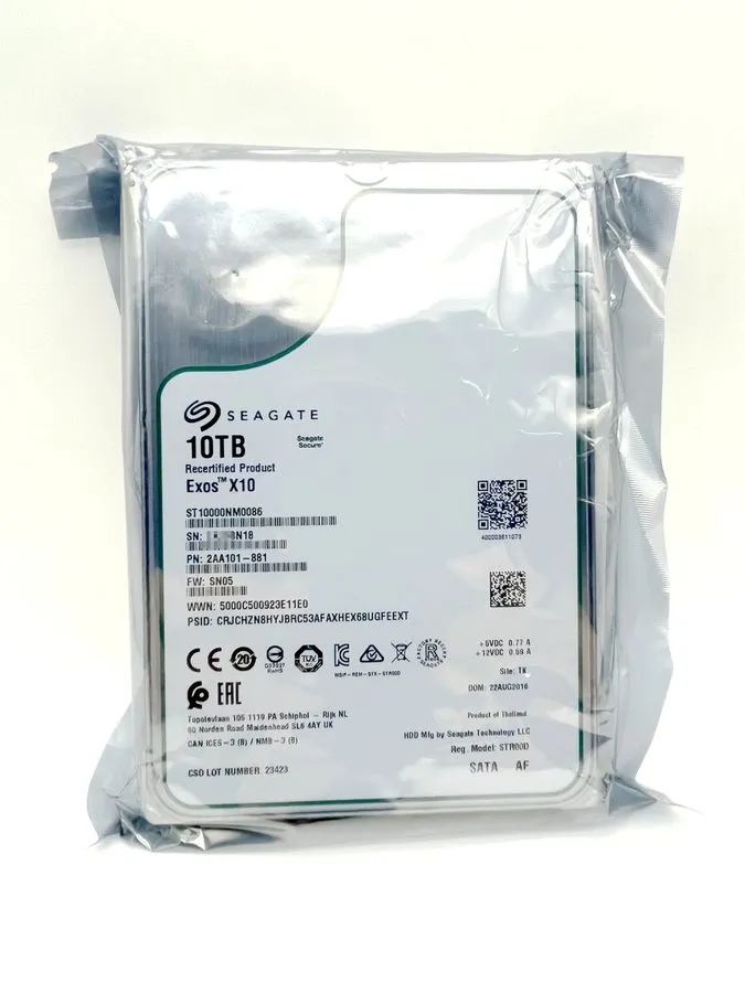 Жёсткий диск 2-88 bad sectors Seagate ST10000NM0086 Exos 10TB 7.2k 6Gb/s 3.5" SA