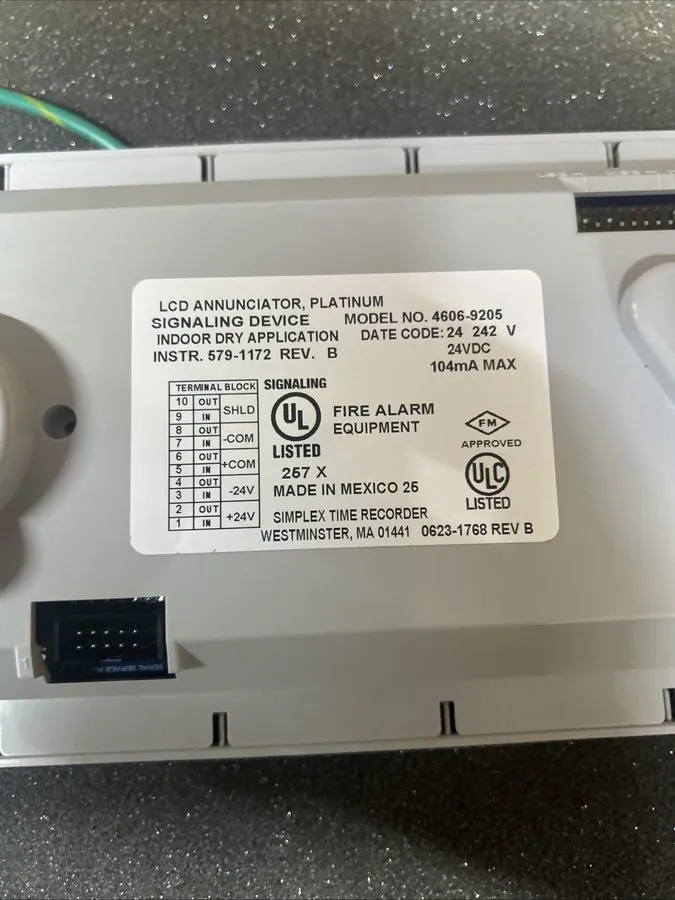 Дисплей Simplex 4606-9205 LCD Annunciator Fire Alarm Control Panel — фото лота 2