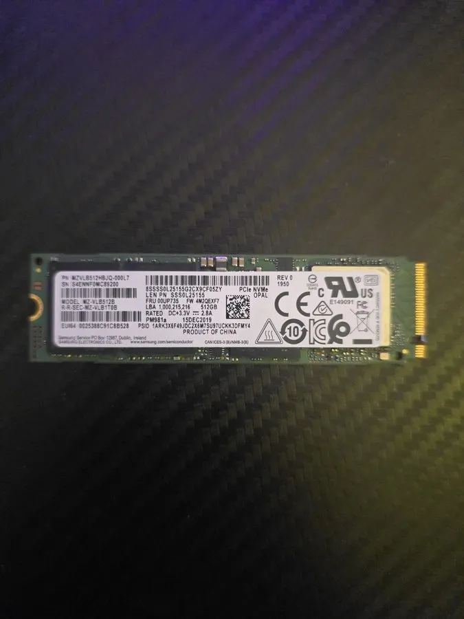 SSD-накопитель Samsung PM981 512GB NVMe M.2 2280 SSD MZVLB512HBJQ 100% Health
