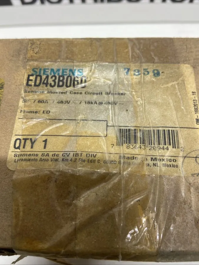 Автоматический выключатель Siemens ED43B060 Sentron Series Circuit Breaker 60A 3